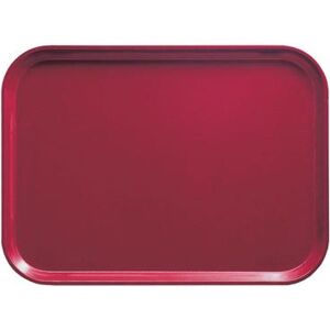 "Cambro 1014505 Fiberglass Camtray Cafeteria Tray - 13 3/4""L x 10 5/8"" W, Cherry Red, Stacking Lugs"