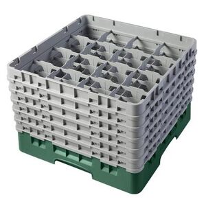 "Cambro 16S1114119 Camrack Glass Rack w/ (16) Compartments - (6) Gray Extenders, Green, 11-3/4"" Max Height, Sherwood Green"