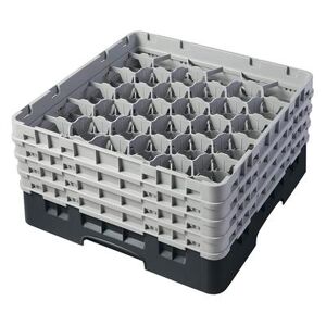 Cambro 30S800110 Camrack Glass Rack w/ (30) Compartments - (4) Gray Extenders, Black, Black Base, 4 Soft Gray Extenders