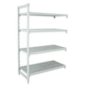 "Cambro CPA187272V4PKG Camshelving Premium Vented Add-On Shelving Unit - 4 Shelves, 72""L x 18""W x 72""H, 4 Vented Tiers"