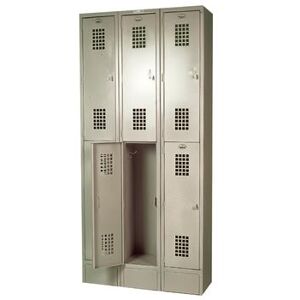 "Winholt WL-6 3 Column Locker w/ (6) 12""W x 12""D x 36""H Compartments, Beige, Mesh Grid Vent"