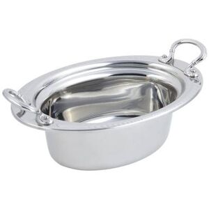 "Bon Chef 5403HRSS Full Size Oval Steam Pan, Stainless, Round Handles, 13 1/8"" x 8 7/8"" x 4 1/4"", Stainless Steel"