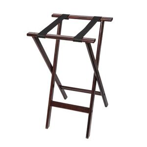 "CSL 1170MAH 30""H Folding Tray Stand w/ Black Straps - 18 1/2"" x 17"" Top, Wood Frame w/ Mahogany Finish"