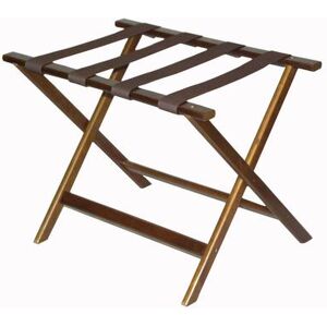 "CSL 277DK Wood Luggage Rack w/ 2 1/4"" Brown Poly Straps - 26""W x 17""D x 19 1/2""H, Walnut"