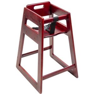 "CSL 900MH-KD 27"" Stackable Wood High Chair w/ Waist Strap - Rubberwood, Mahogany, Brown"