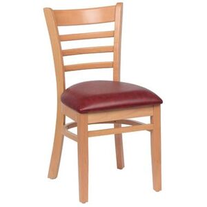 Royal Industries ROY 8001 N CRM Side Chair w/ Ladder Back & Crimson Vinyl Seat - Beechwood Frame, Natural Finish