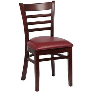 Royal Industries ROY 8001 W CRM Side Chair w/ Ladder Back & Crimson Vinyl Seat - Beechwood Frame, Walnut Finish