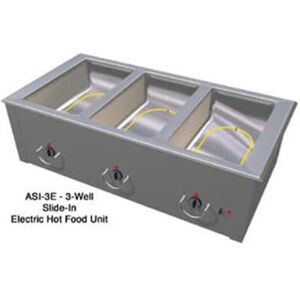 "Duke ASI-3E 46 1/4"" Slide In Hot Food Table w/ (3) Wells, 120v, Silver"