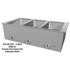 "Duke ASI-3E-SW 46 1/4"" Slide In Hot Food Table w/ (3) Wells, 208v/1ph, Silver"