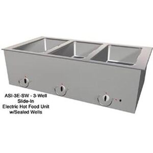 "Duke ASI-5E-SW 74 1/4"" Slide In Hot Food Table w/ (5) Wells, 208v/1ph, Silver"