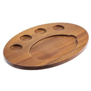 "Tablecraft 10710 Oval Fajita Serving Board - 17"" x 12 1/4"", Acacia Wood, Brown"