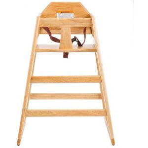 "Tablecraft 6565004 29"" Stackable Wood High Chair w/ Waist Strap - Rubberwood, Natural, Beige"