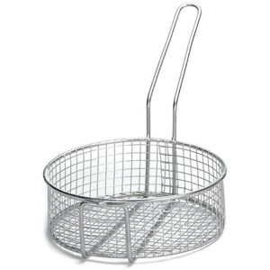 "Tablecraft 988 Fryer Basket w/ Uncoated Handle & Front Hook, 10 1/2"" x 10 1/2"" x 3 1/2"", Stainless Steel"