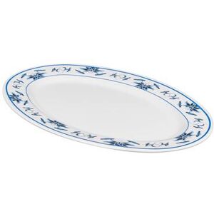 "GET M-4030-B 12 1/4"" x 8 3/4"" Oval Water Lily Platter - Melamine, White"