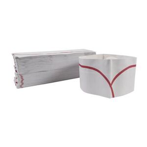 Rofson 100-R Disposable Overseas Cap - Paper, White w/ Red Stripe