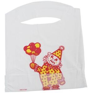 "Rofson CCB200 Disposable Poly Child Bib - 11"" x 13"", White w/ Clown Design"