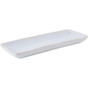 "Tuxton GAA-551 13 3/4"" x 5"" Rectangular Artisan Tray - Ceramic, Agave, White"