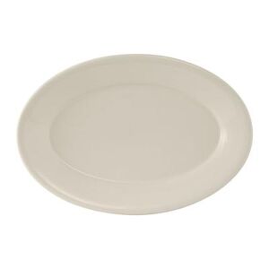 "Tuxton TRE-043 14 1/8"" x 10 1/4"" Oval Reno Platter - Ceramic, American White/Eggshell"