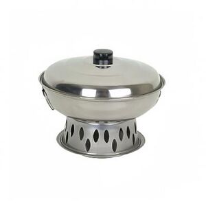 "Thunder Group SLAL01A 7 1/2"" Round Wok Chafer Set - Stainless Steel, Lid and Stand, Silver"