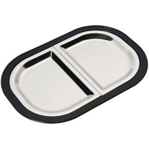 Service Ideas LO125BLC Complete Rectangular Platter Set, Divided, Large, Stackable, Black, Silver