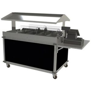 "Cadco CBC-GG-4-L6 85 1/4"" Hot Food Table w/ (4) Wells & Enclosed Base, 120v, Black"