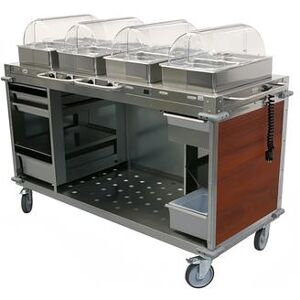 "Cadco CBC-HHHH-L5-4 MobileServ 70 1/4"" Hot Food Table w/ (4) Wells & Undershelf, 120v, Red"