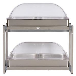 "Cadco CMLB24RT 23 1/4"" Countertop Hot Food Table w/ (2) Wells, 120v, Silver"