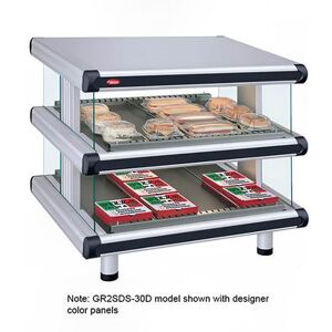 "Hatco GR2SDS-60D Glo-Ray 66 1/4"" Self Service Countertop Heated Display Shelf - (2) Shelves, 120/240v/1ph, Double Shelf, Silver"