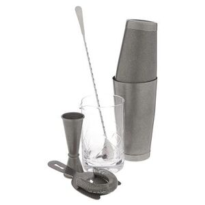 Barfly M37131VN 5-Piece Cocktail Mixing Set - Vintage Stainless, Gray