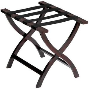 "Hospitality 1 Source LRWMC04 Folding Luggage Rack w/ 2 1/4"" Black Straps - 23""W x 17""D x 20""H, Rosewood"