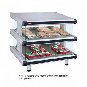 "Hatco GR2SDS-36D Glo-Ray 42 1/4"" Self Service Countertop Heated Display Shelf - (2) Shelves, 120/208v/1ph, Double Shelf, Silver"