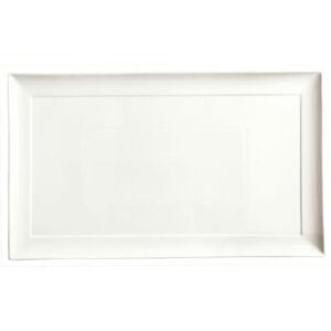 "Libbey 905356991 20-1/4"" x 12-1/8"" Rectangular Slenda Tray - Porcelain, White Royal Rideau"