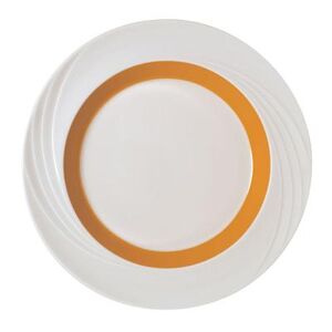 "Libbey 9181826-62991 10 1/4"" Round Schonwald Plate - Donna Senior, Porcelain, White/Orange"