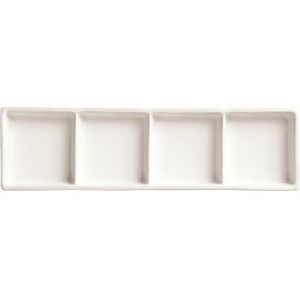 "Libbey BW-4444 10 5/8"" x 3 1/4"" Rectangular Chef's Selection Tray - Porcelain, Ultra Bright White"