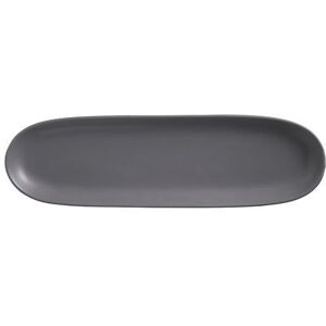 "Libbey DRI-11-G 13 1/4"" x 4"" Oblong Driftstone Tray - Porcelain, Granite, Gray"