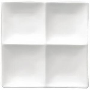 "Oneida F8010000945 8"" Square Buffalo Plate - (4) Compartments, Porcelain, Bright White, 4-Compartment"