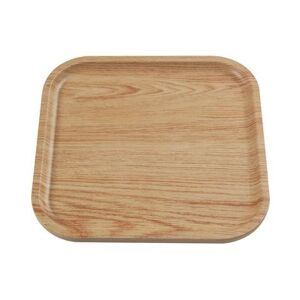 "Yanco WD-2108 Wooden Tray II 8 1/8"" Square Melamine Dinner Plate, Golden Oak, Brown"