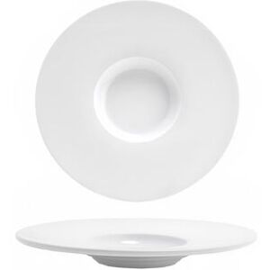 "Front of the House DSP035WHP22 9 1/4"" Round Monaco Plate - Porcelain, White"