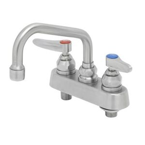 "T&S S-1110 EverSteel Deck Mount Faucet - 6"" Swing Spout, 4"" Centers, Stainless Steel"