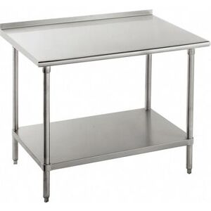 "Advance Tabco FAG-244 48"" 16 ga Work Table w/ Undershelf & 430 Series Stainless Top, 1 1/2"" Backsplash, Stainless Steel"