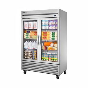 "True TS-49G-HC~FGD01 54 1/10"" 2 Section Reach In Refrigerator, (2) Left/Right Hinge Glass Doors, 115v, Silver True Refrigeration"