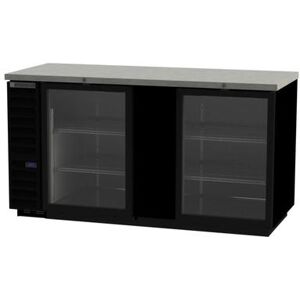 "Beverage Air BB68HC-1-FG-B Hydrocarbon Series 69"" Bar Refrigerator - 2 Swinging Glass Doors, Black, 115v, Food Rated"