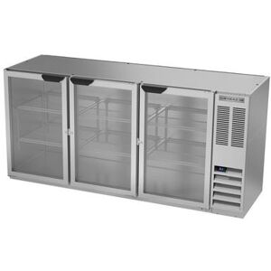 "Beverage Air BB72HC-1-FG-S 72"" Bar Refrigerator - 3 Swinging Glass Doors, Stainless, 115v, Food Rated, Silver"