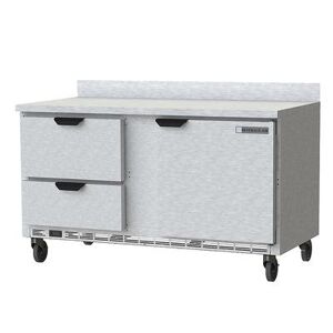 "Beverage Air WTFD60AHC-2-FIP 60"" W Worktop Freezer w/ (2) Section & (2) Drawers & (1) Door, 115v, Silver"