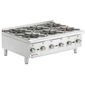 "Cecilware Pro HPCP636 36"" Gas Hotplate w/ (6) Burners & Manual Controls, Stainless Steel, Gas Type: Convertible"