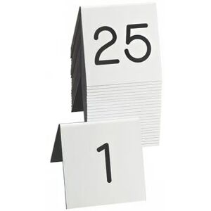 Cal-Mil 271A-2 Number Tent Set w/ Engraved Numbers 1 25 On Both Side, Black/White