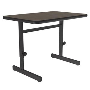 "Correll CSA2448-01-09-09 Rectangular Adjustable Height Work Station, 48""W x 24""D, Walnut/Black T-Mold, Brown"