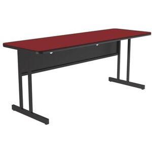 "Correll WS2472-35-09-09 Rectangular Desk Height Work Station, 72""W x 24""D - Red/Black T-Mold"