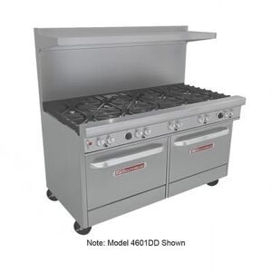 "Southbend 4601DD-7R 60"" 8 Burner Commercial Gas Range w/ Griddle & (2) Standard Ovens, Liquid Propane, Stainless Steel, Gas Type: LP"