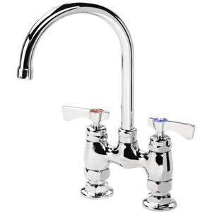 "Krowne 15-401L-L-H3 Raised Deck Mount Faucet w/ 6"" Gooseneck Spout & Lever Handles - 4"" Centers, 1.0 GPM"